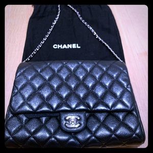 Black Chanel clutch with strap